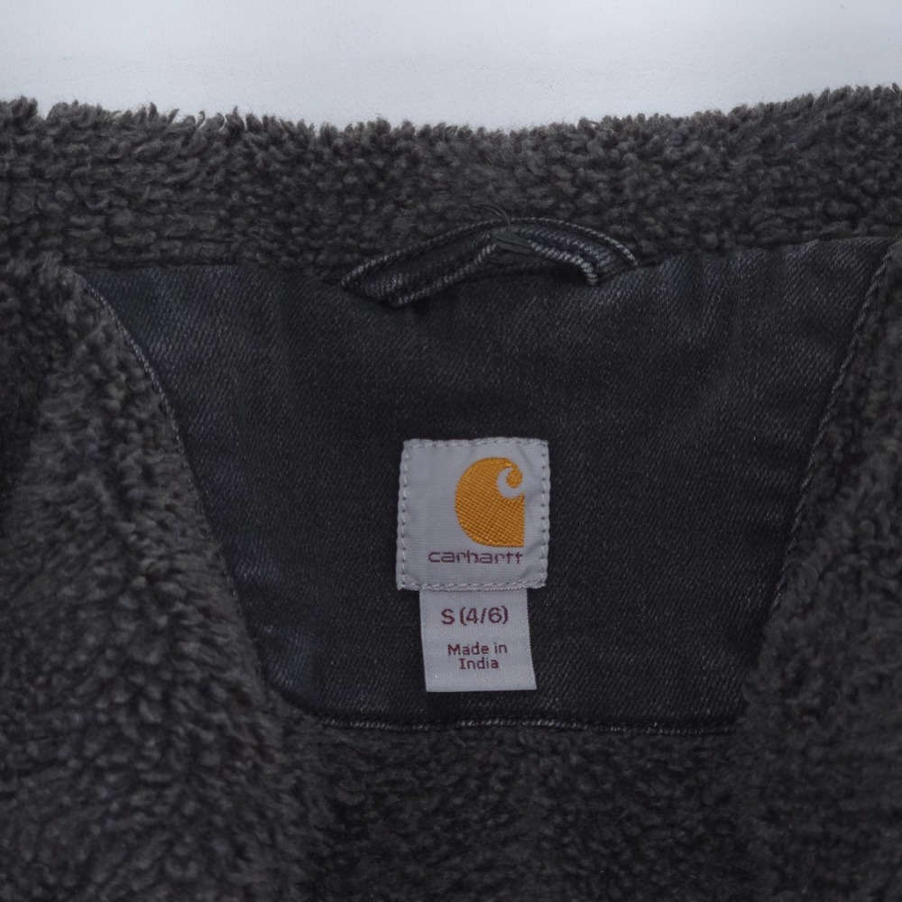 Carhartt Sherpa-Lined Duck Denim Jacket Womens Small 104424/BLK Black Chore Coat - Picture 13 of 16